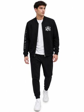 Rock & Republic Black Logo Bomber Jacket Full Zip Streetwear Men’s L